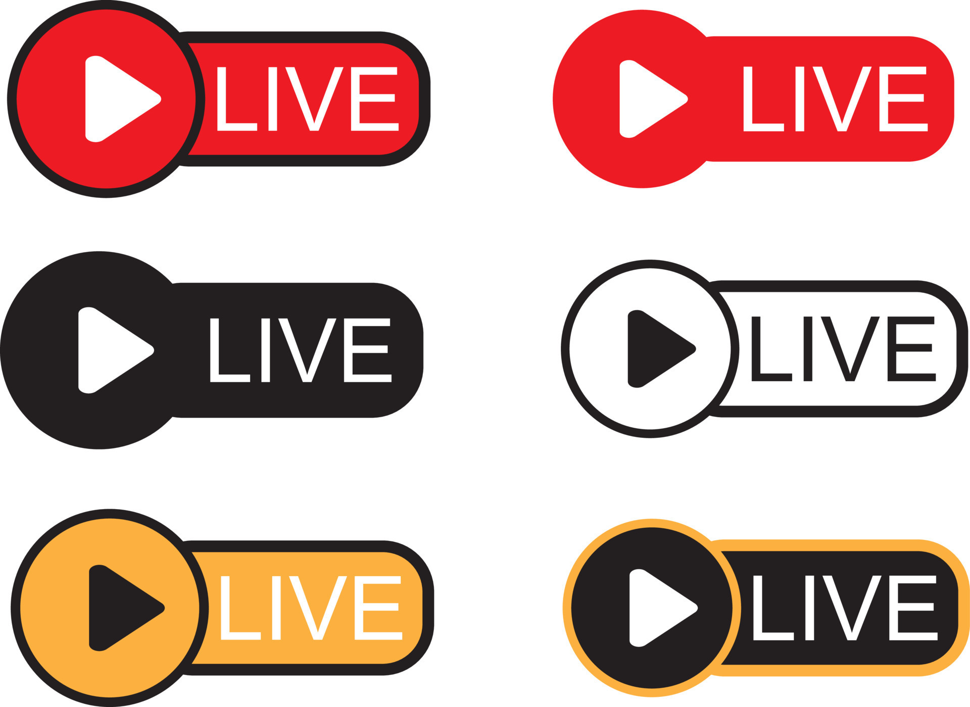Social media live badge. Instagram, youtube, facebook style banner