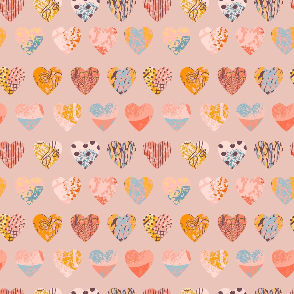 Vector seamless background with colorful heart shape. Use it for wallpaper, textile print, pattern fills, web page, surface textures, wrapping paper, design of presentation and other graphic design