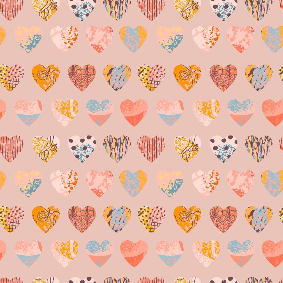 Vector seamless background with colorful heart shape. Use it for wallpaper, textile print, pattern fills, web page, surface textures, wrapping paper, design of presentation and other graphic design