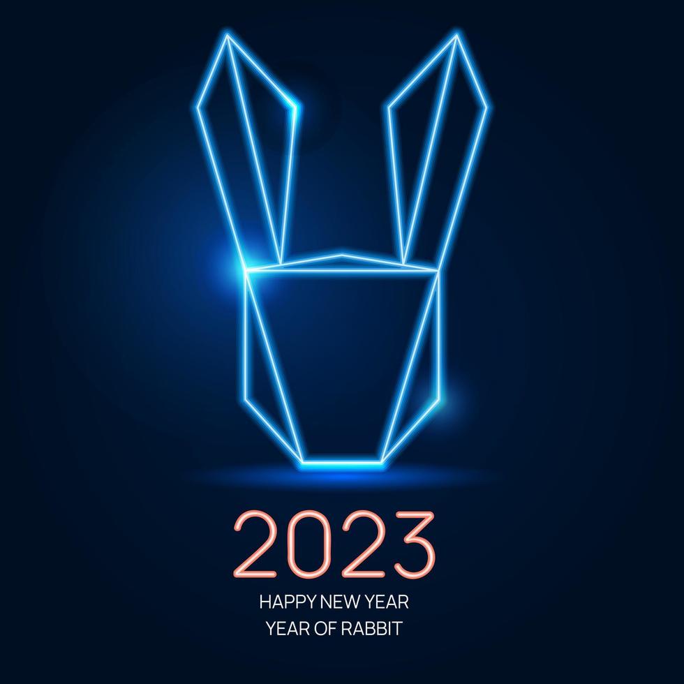 year of rabbit rabbit geometric neon line design vector illustration