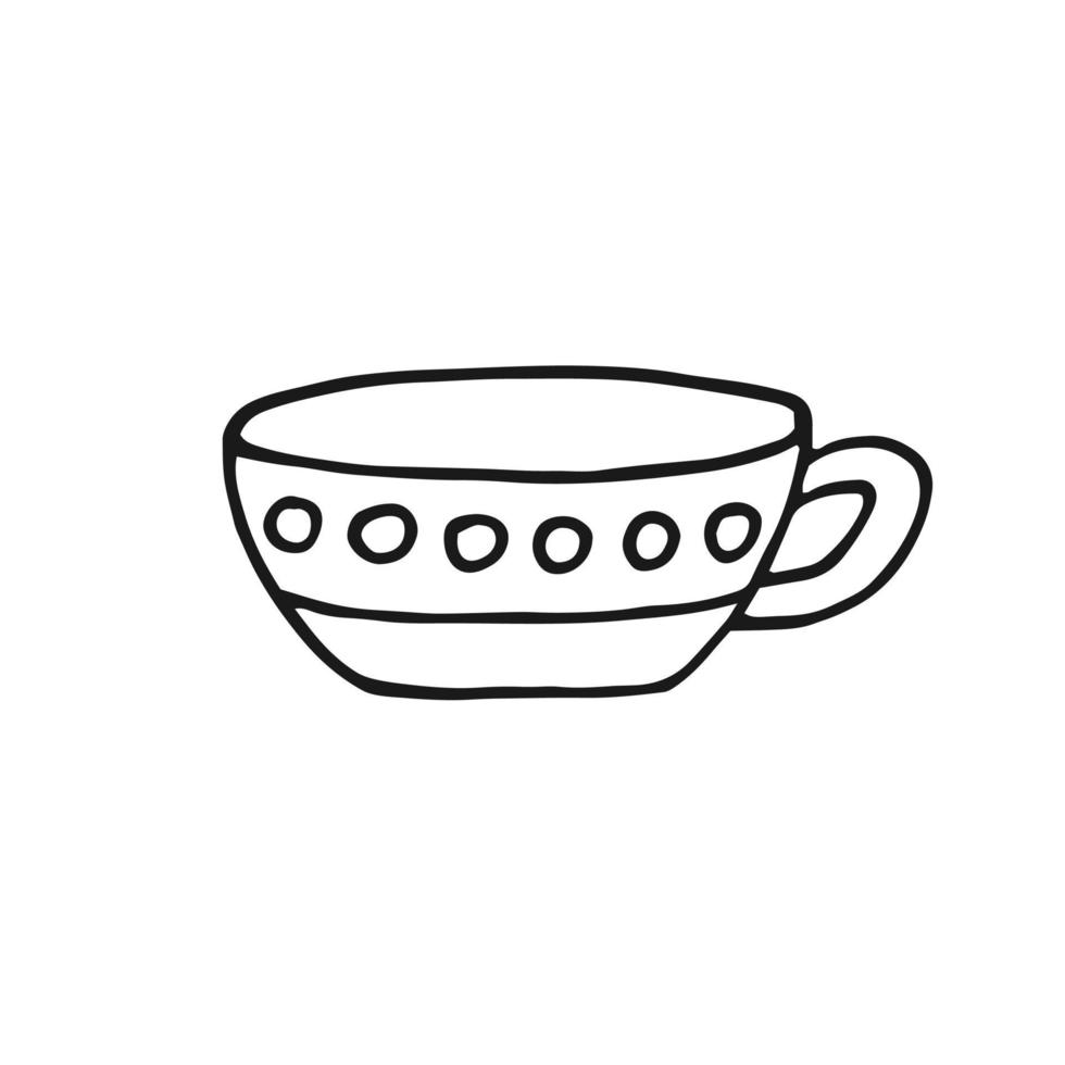 Hand drawn cup mug. Cup in doodle style. Vector illustration isolated on white background.