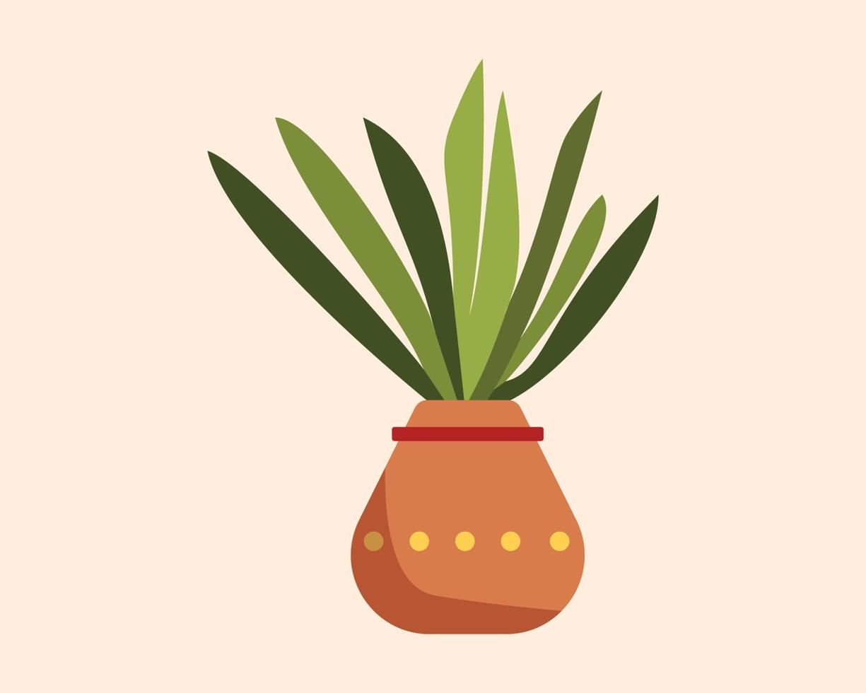 Beautiful houseplants collection in pots. vector