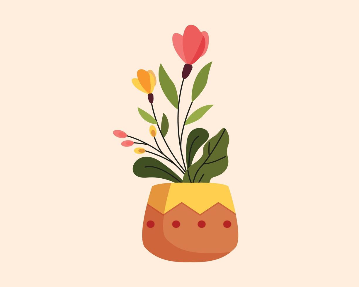 hermosa colección de plantas de interior en macetas. vector