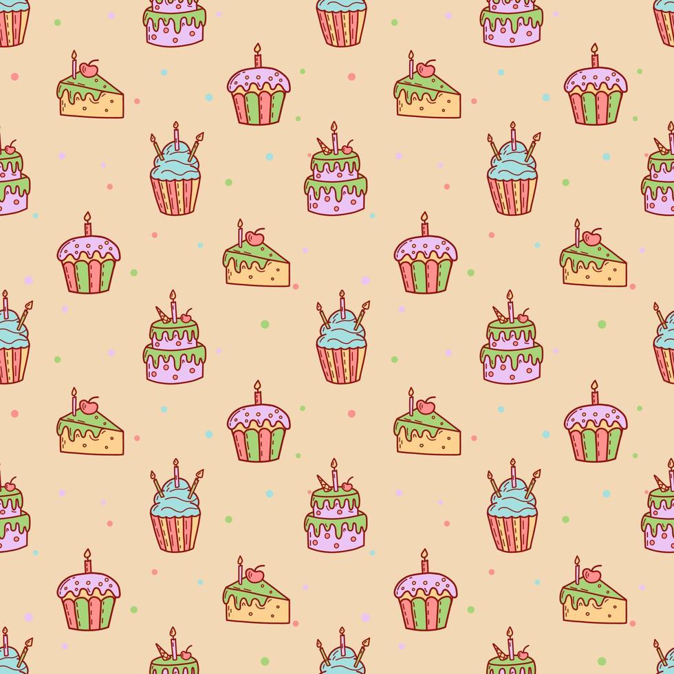 lindos cupcakes y muffins de patrones sin fisuras. ilustración vectorial plana vector