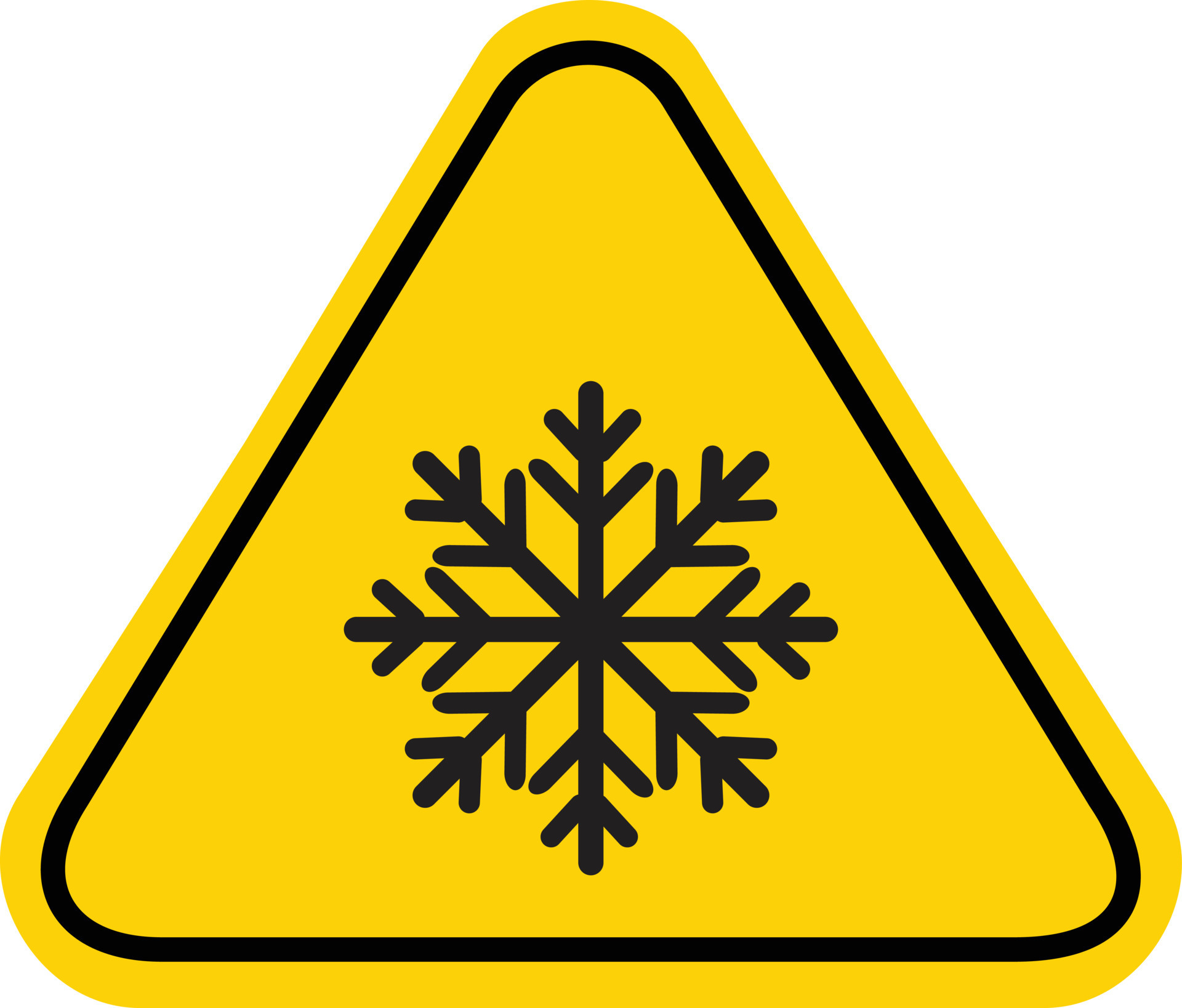 Snow warning on white background. Cold warning sign. snow ahead warning