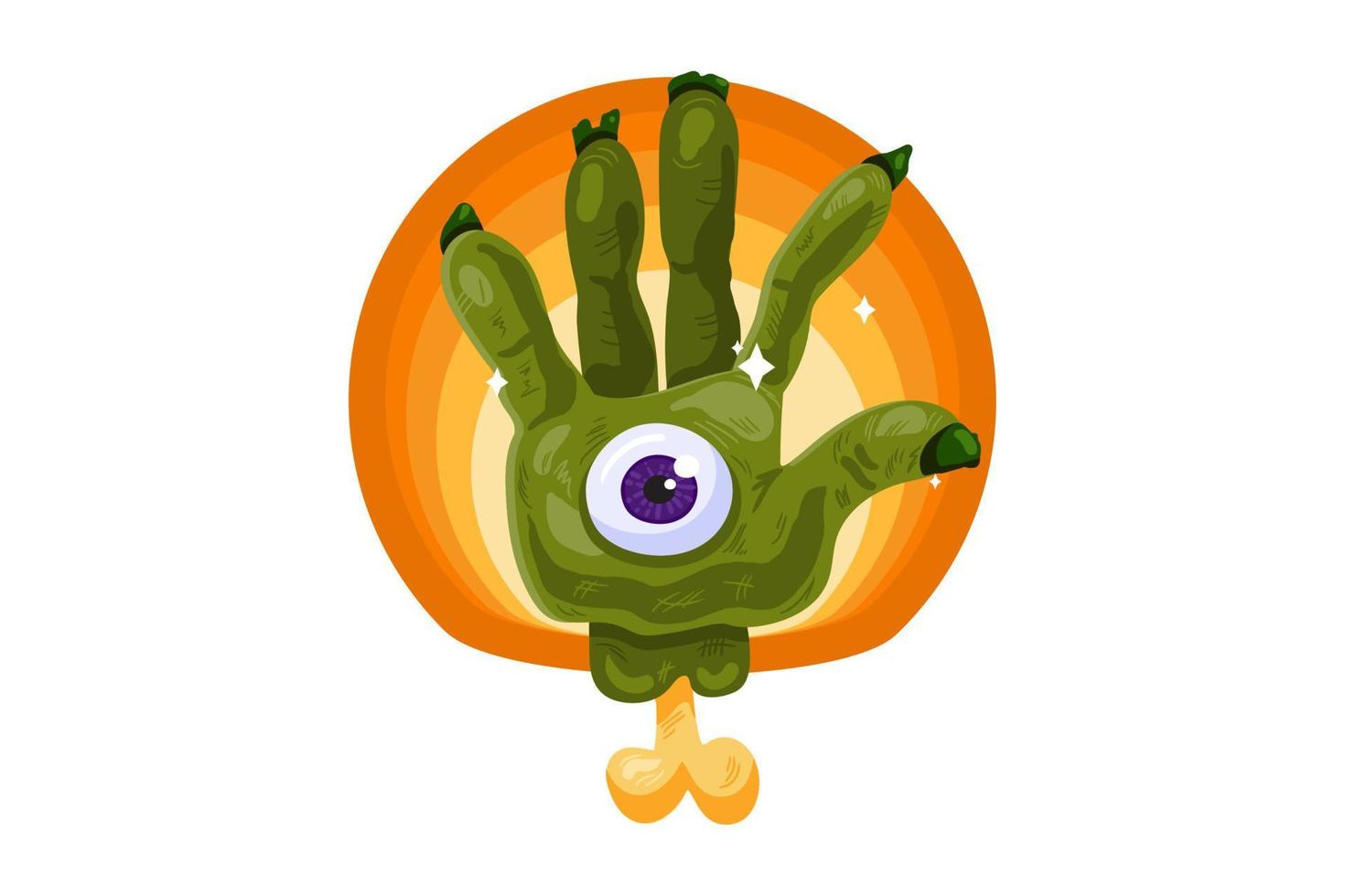 mano zombie verde para tarjeta de felicitación de halloween vector