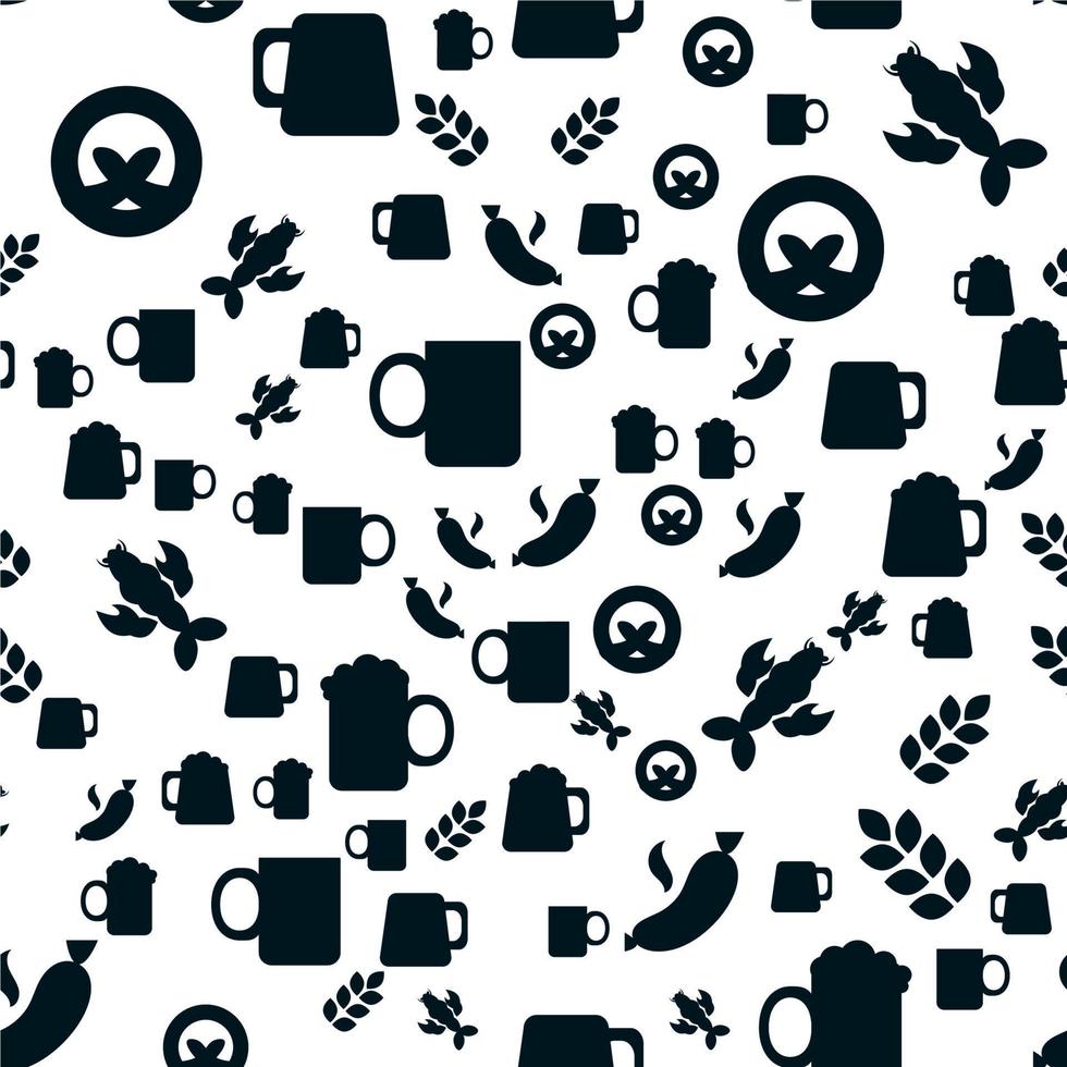 Oktoberfest Seamless Pattern With Drink and Food vector