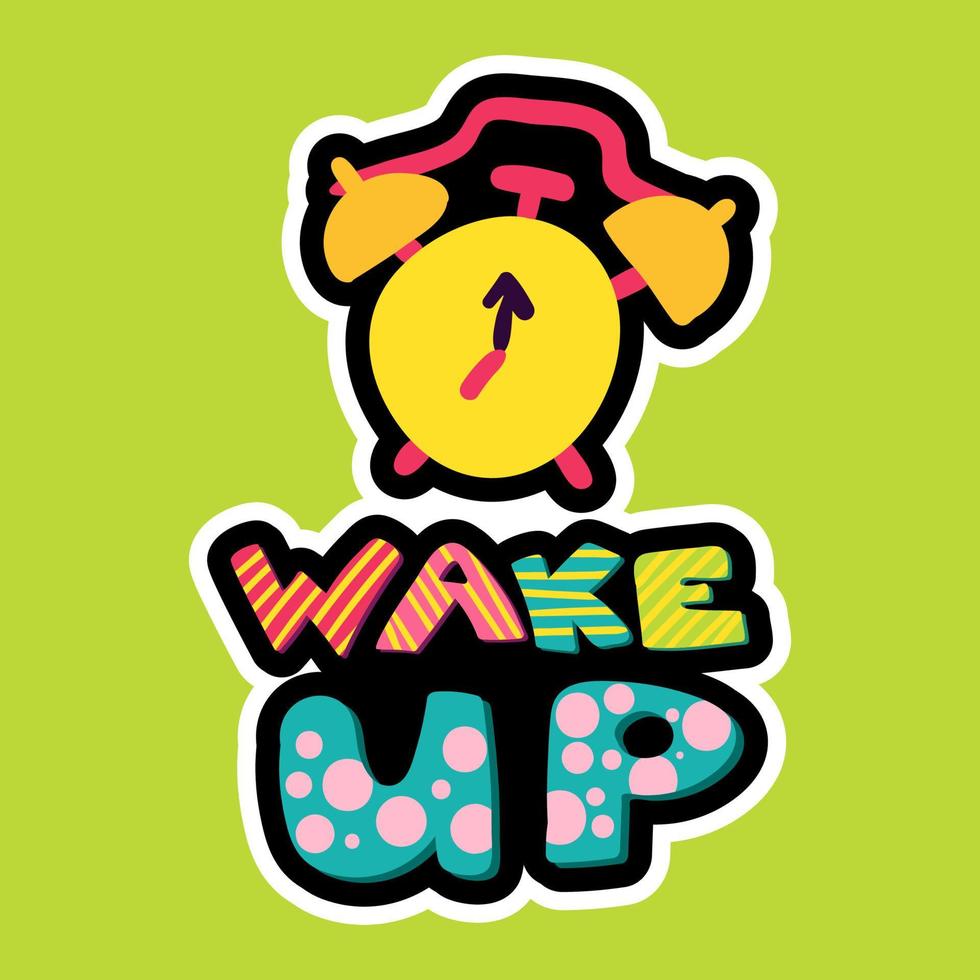 Wake up dash line sticker vector