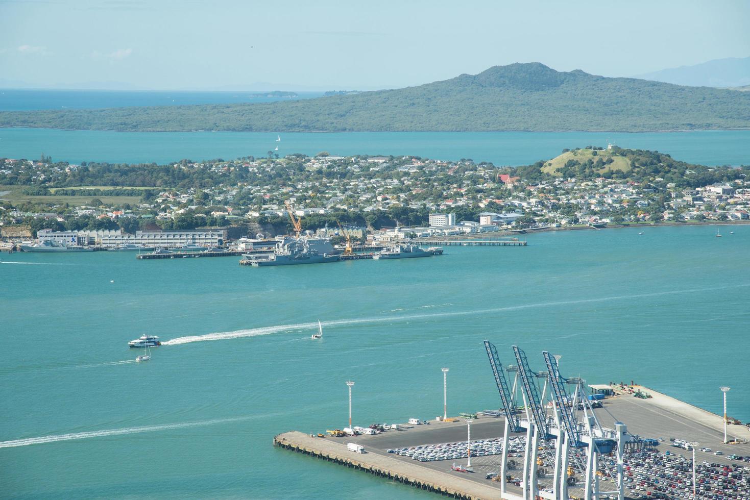 View of Rangitoto Island the largest shield volcano in Auckland, North Island of New Zealand. photo