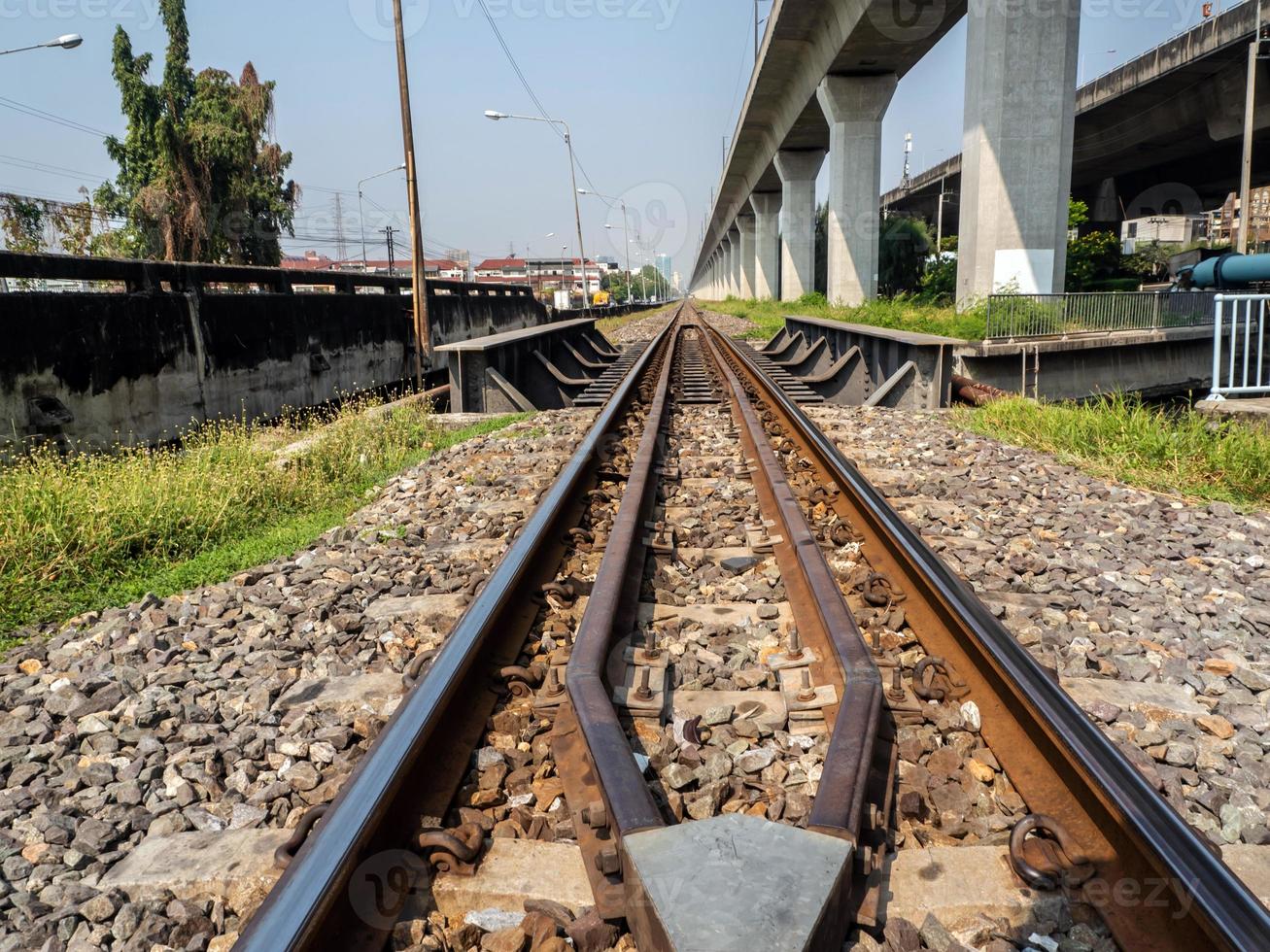 Railway tracks at the interchangeable track's position photo