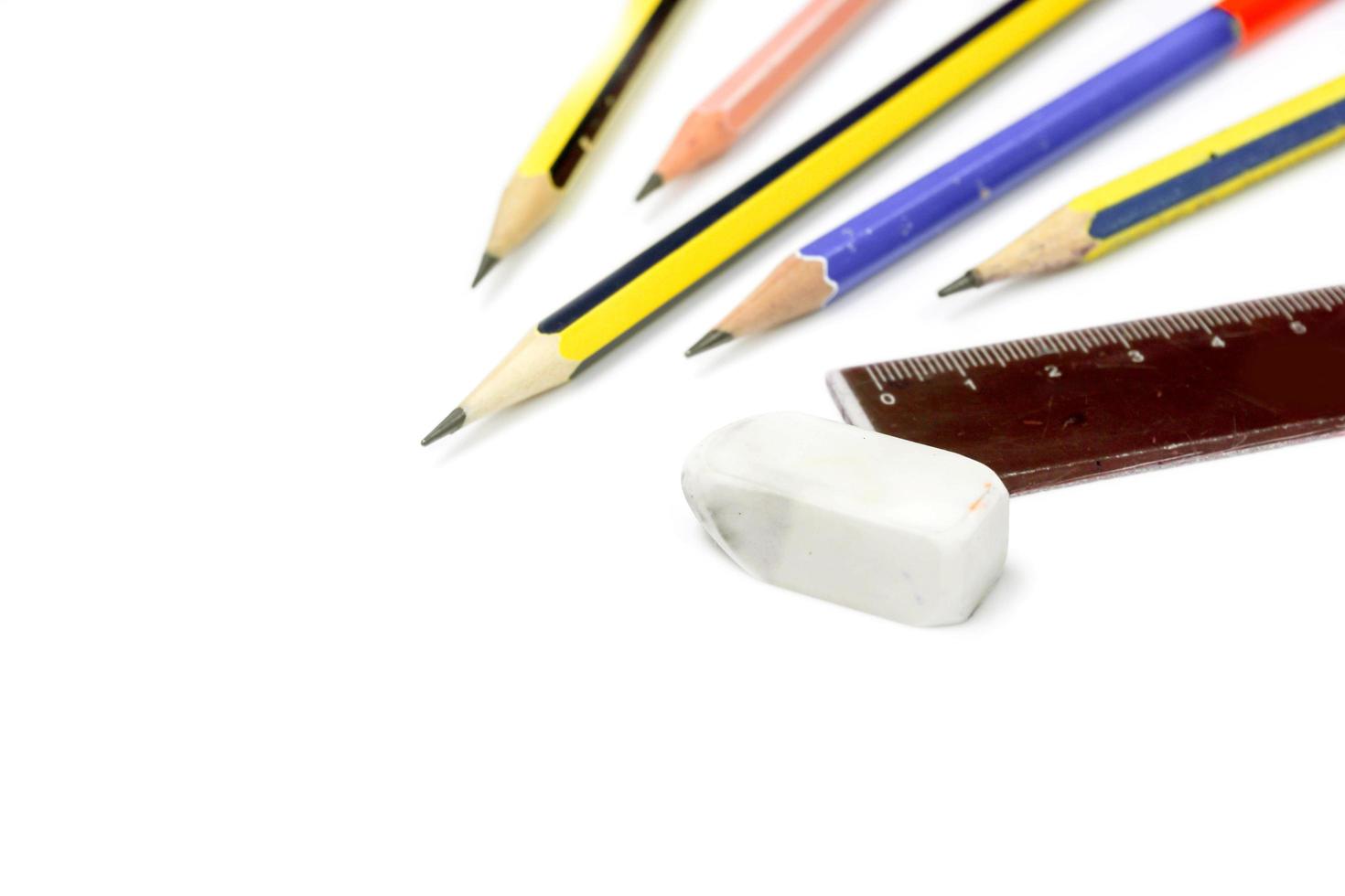Student educational equipment isolate on white background. photo