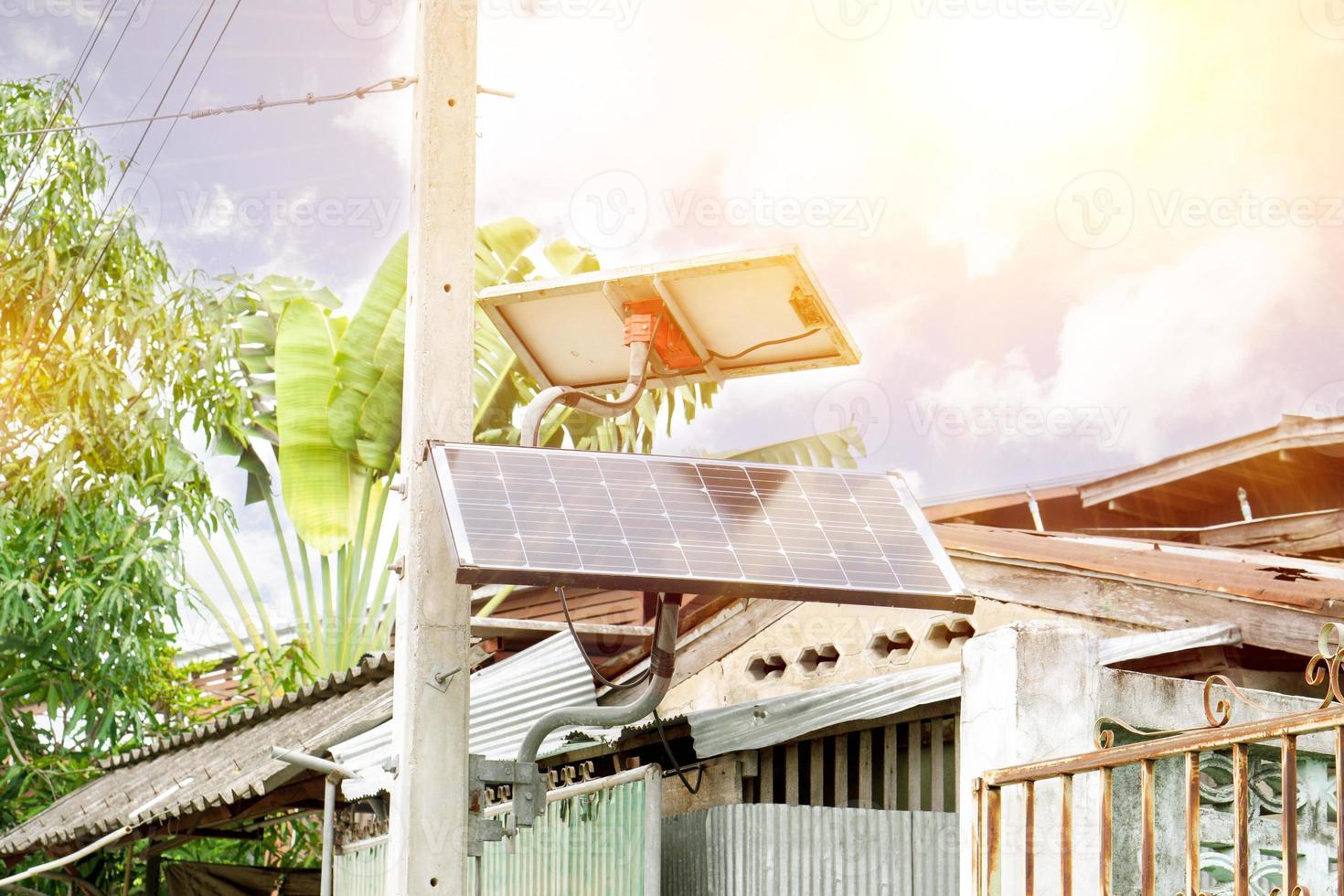 Solar panels for home use. At present, people in Thailand are interested in technology to save electricity in the home by using solar cells to use more. photo