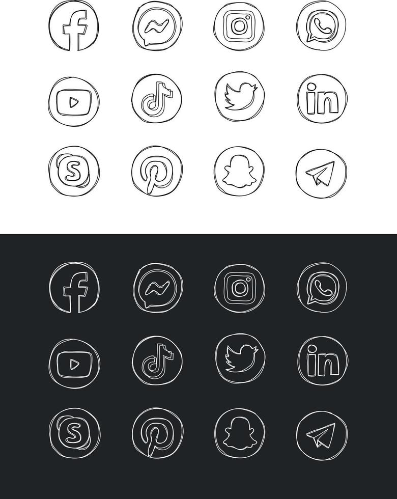 Hand drawn social media logos vector