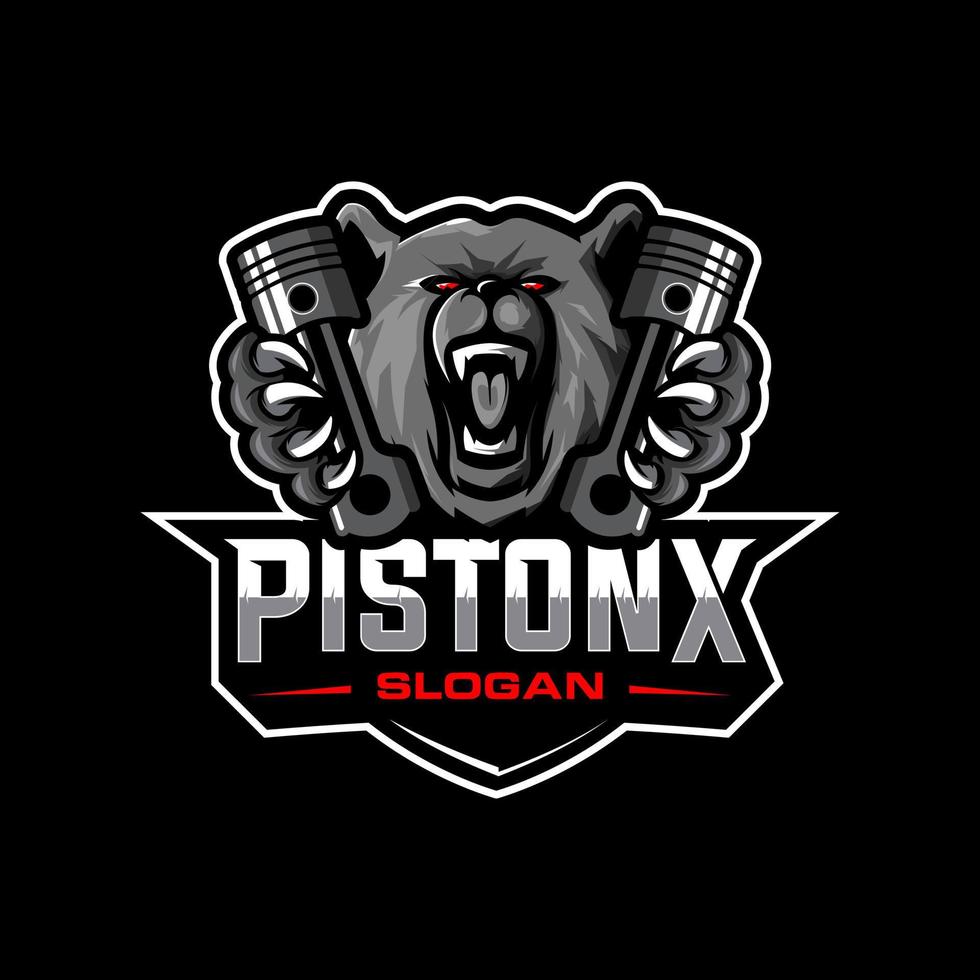 The bear holds the piston logo design vector