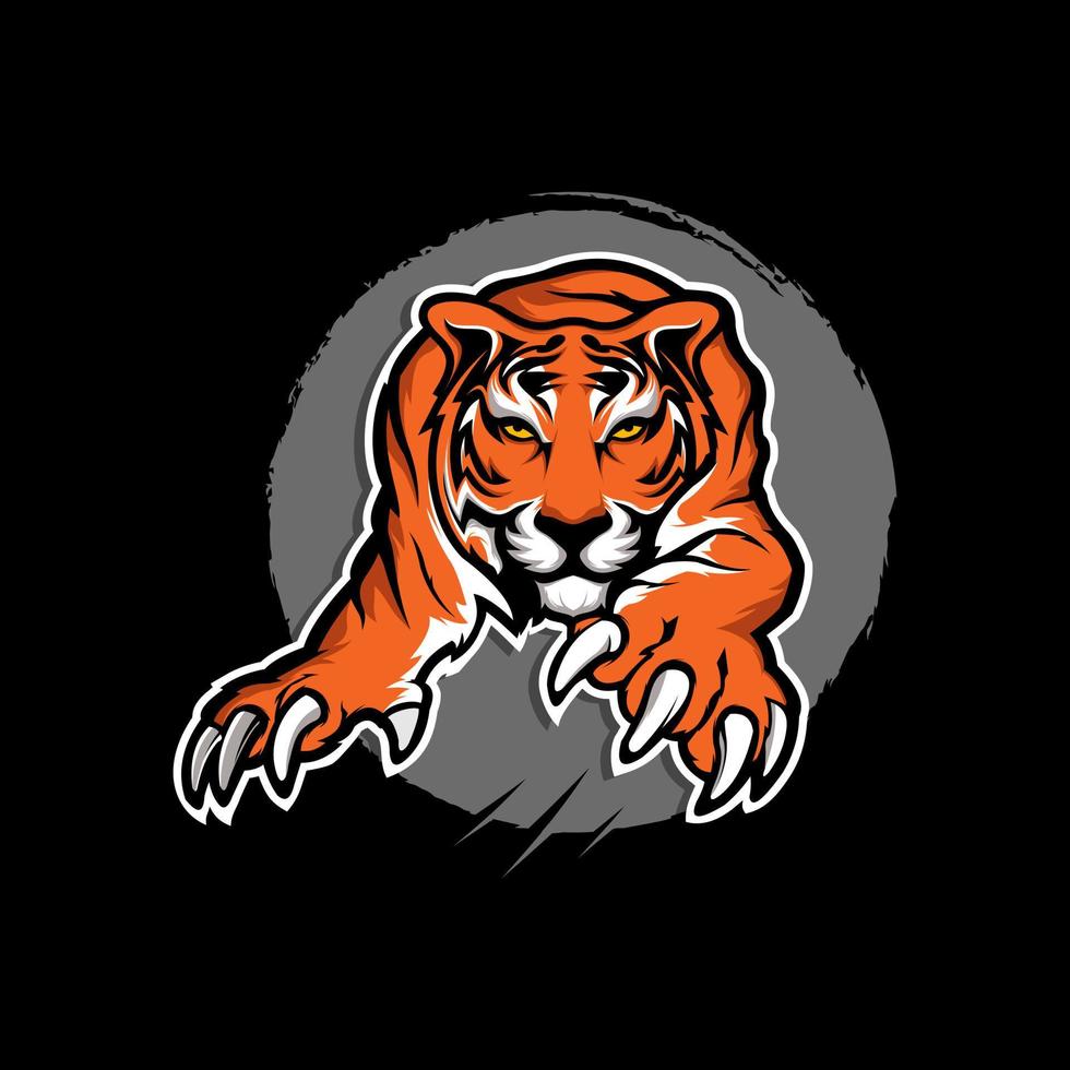 illustration of the tiger pounced on the logo design vector