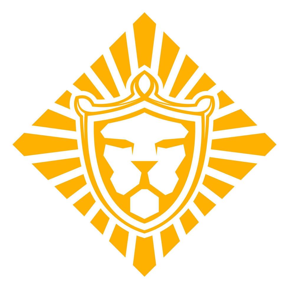Shining lion head silhouette simple logo in rectangle 4 Shining lion head silhouette simple logo in rectangle vector