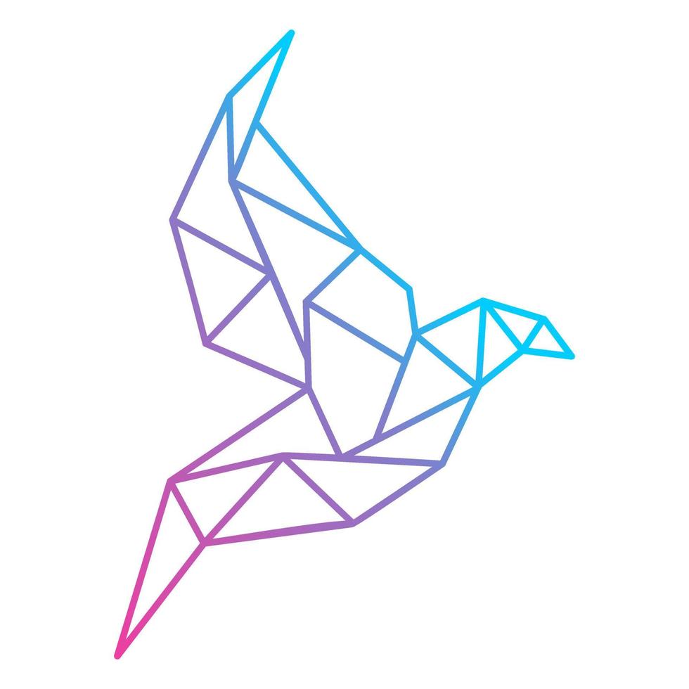 Simple diamond gradient blue bird logo with stretched wings vector