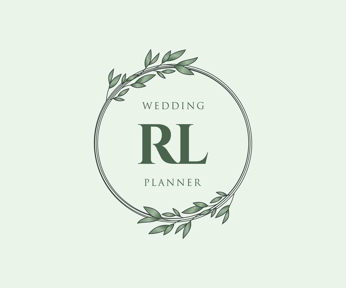 colección de logotipos de monograma de boda con letras iniciales rl, plantillas florales y minimalistas modernas dibujadas a mano para tarjetas de invitación, guardar la fecha, identidad elegante para restaurante, boutique, café en vector