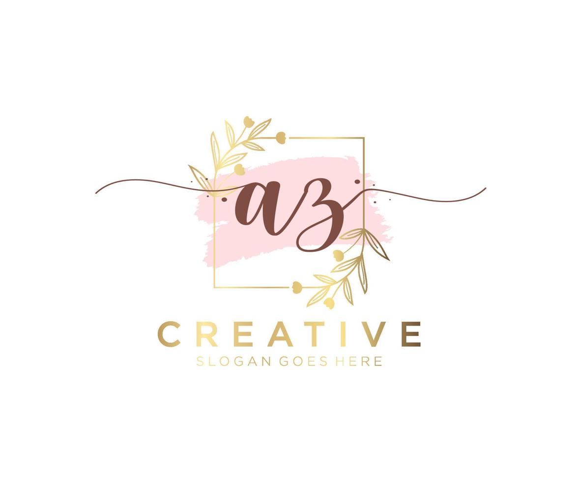 Initial AZ feminine logo. Usable for Nature, Salon, Spa, Cosmetic and Beauty Logos. Flat Vector Logo Design Template Element.