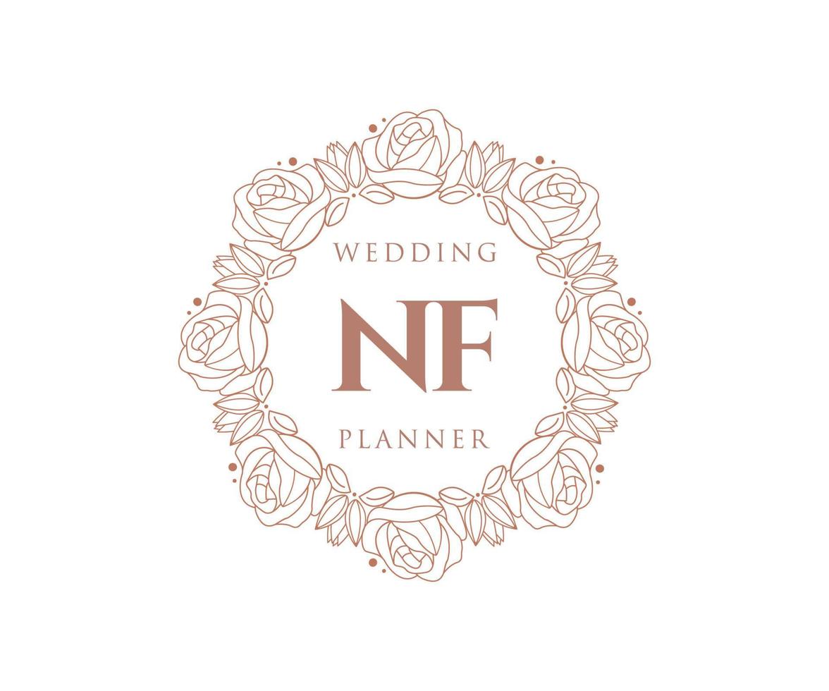 NF Initials letter Wedding monogram logos collection, hand drawn modern minimalistic and floral templates for Invitation cards, Save the Date, elegant identity for restaurant, boutique, cafe in vector