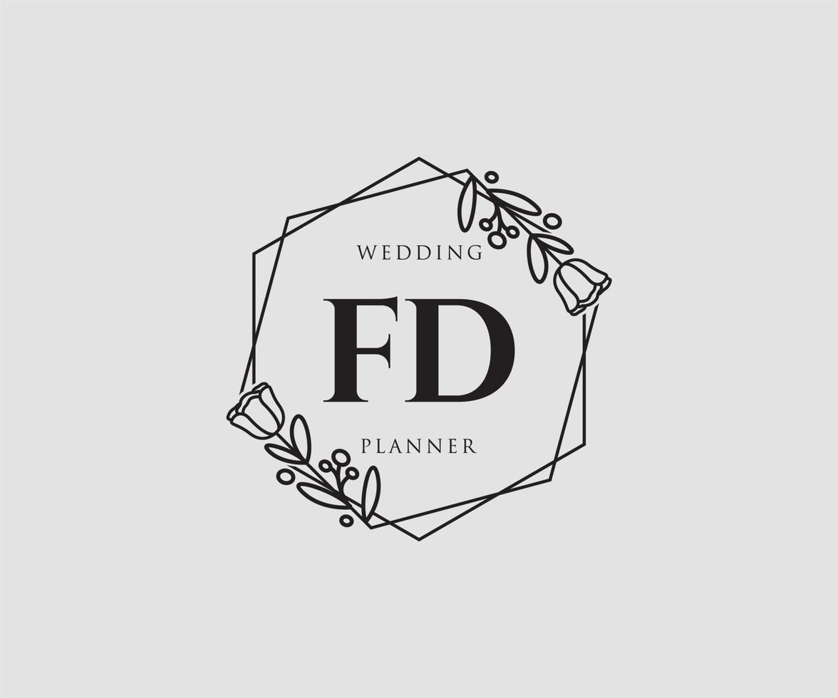 Initial FD feminine logo. Usable for Nature, Salon, Spa, Cosmetic and Beauty Logos. Flat Vector Logo Design Template Element.