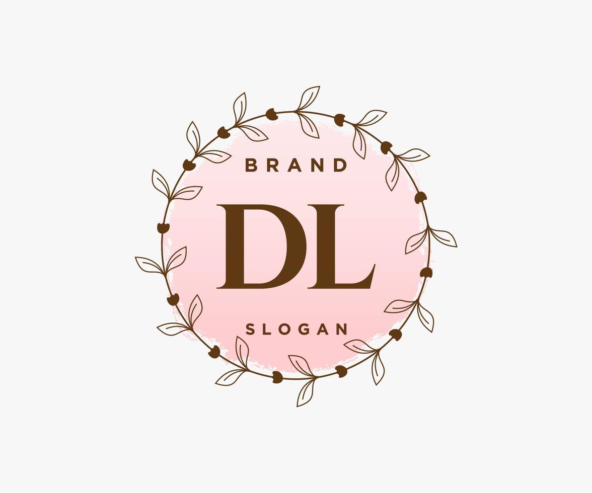 logo femenino inicial dl. utilizable para logotipos de naturaleza, salón, spa, cosmética y belleza. elemento de plantilla de diseño de logotipo de vector plano.