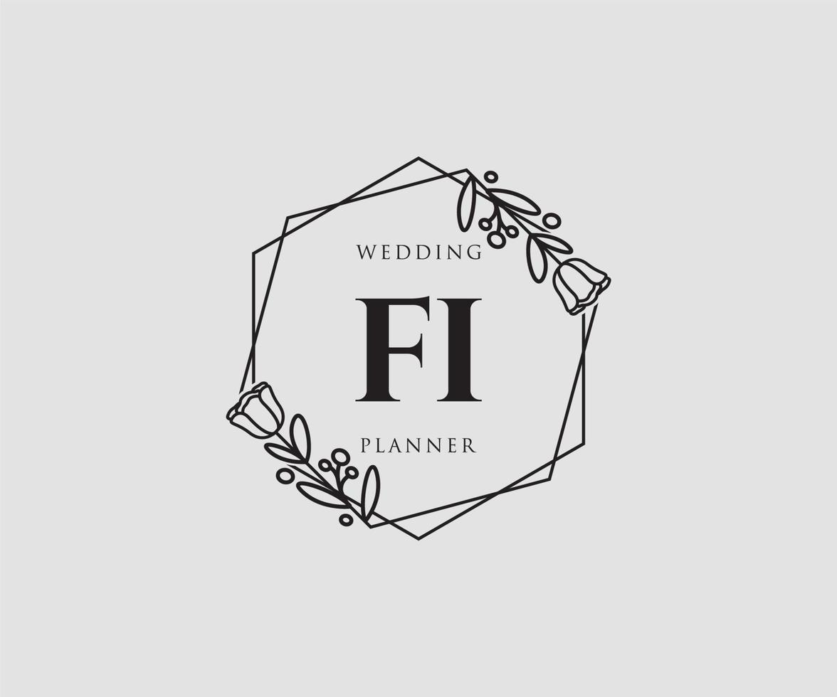Initial FI feminine logo. Usable for Nature, Salon, Spa, Cosmetic and Beauty Logos. Flat Vector Logo Design Template Element.