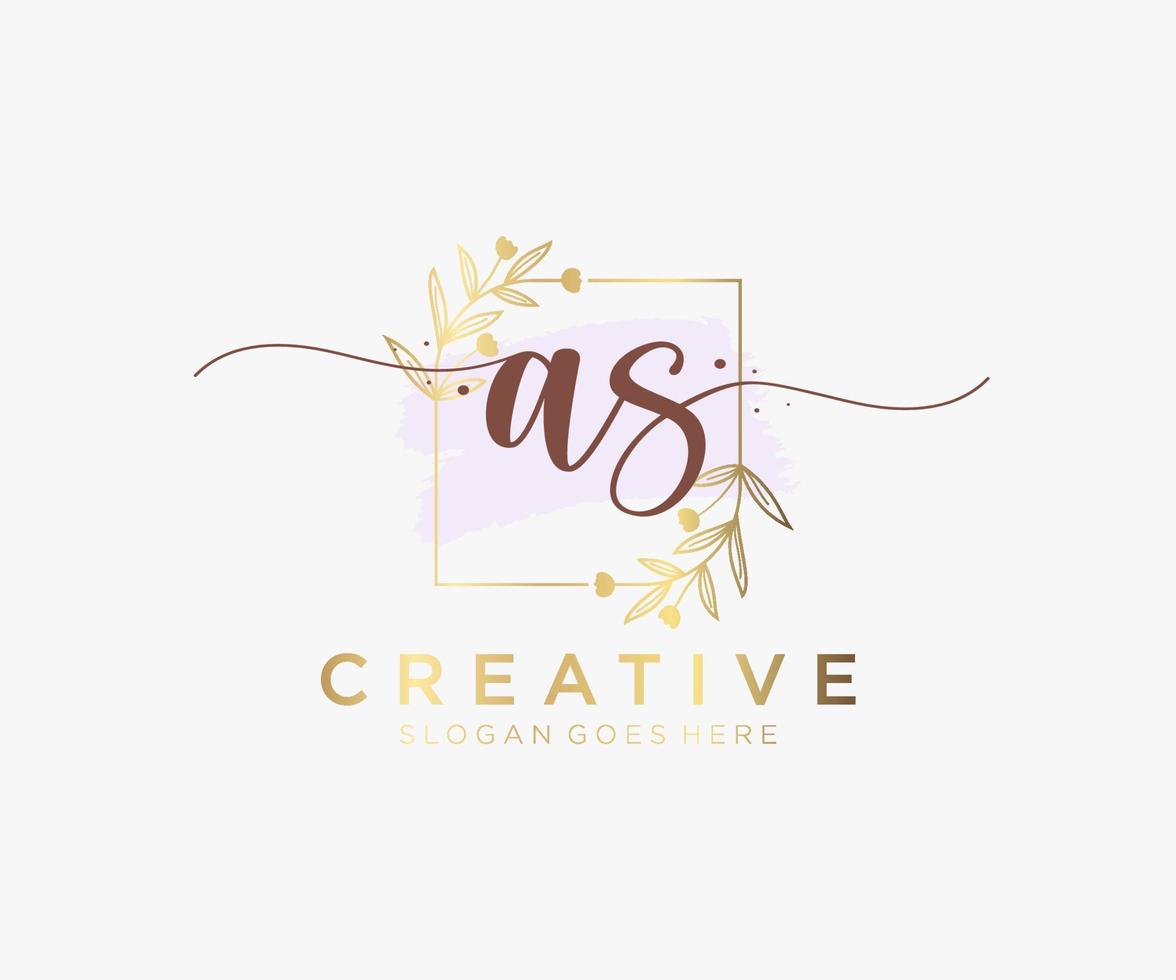 Initial AS feminine logo. Usable for Nature, Salon, Spa, Cosmetic and Beauty Logos. Flat Vector Logo Design Template Element.