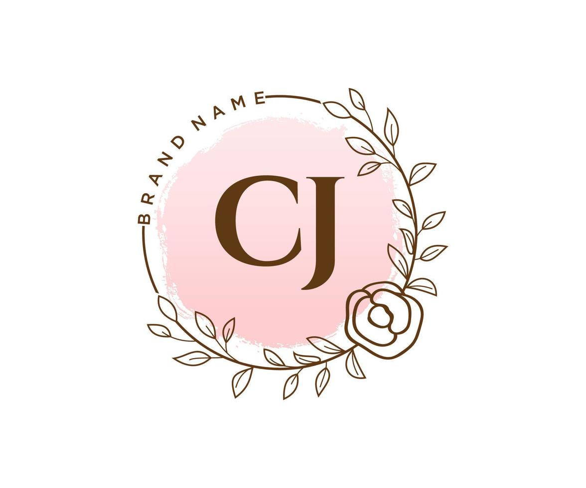 Initial CJ feminine logo. Usable for Nature, Salon, Spa, Cosmetic and Beauty Logos. Flat Vector Logo Design Template Element.