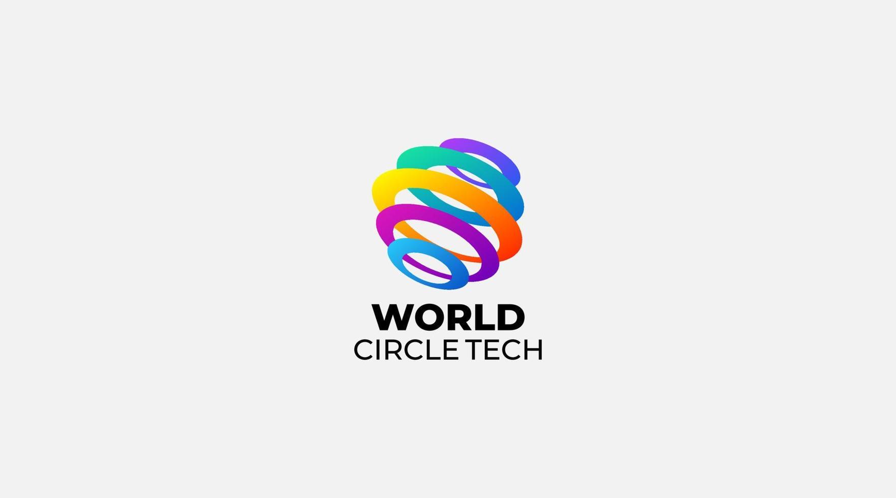 Gradient World Rings circle tech logo design vector template