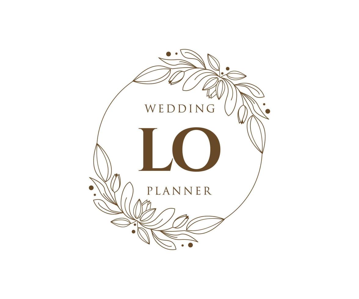 LO Initials letter Wedding monogram logos collection, hand drawn modern minimalistic and floral templates for Invitation cards, Save the Date, elegant identity for restaurant, boutique, cafe in vector