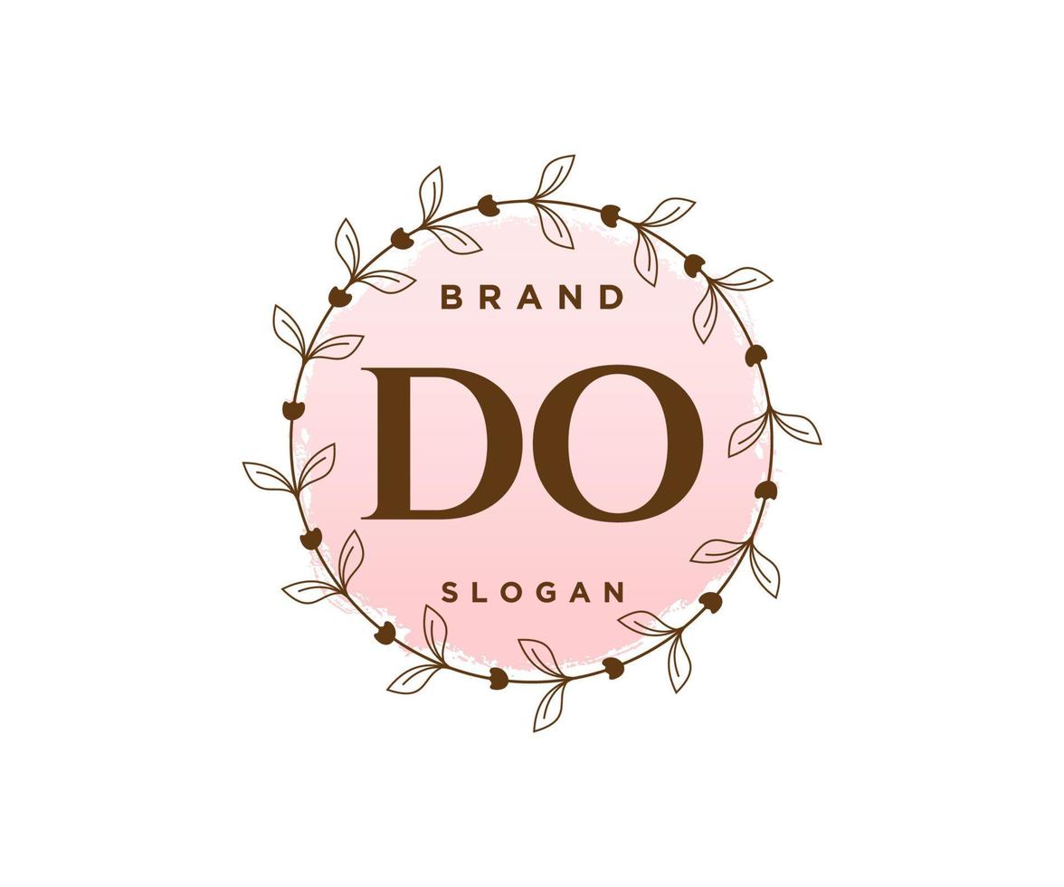 Initial DO feminine logo. Usable for Nature, Salon, Spa, Cosmetic and Beauty Logos. Flat Vector Logo Design Template Element.