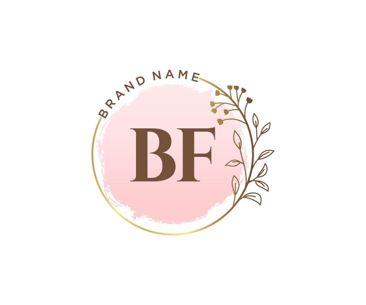 Initial BF feminine logo. Usable for Nature, Salon, Spa, Cosmetic and Beauty Logos. Flat Vector Logo Design Template Element.