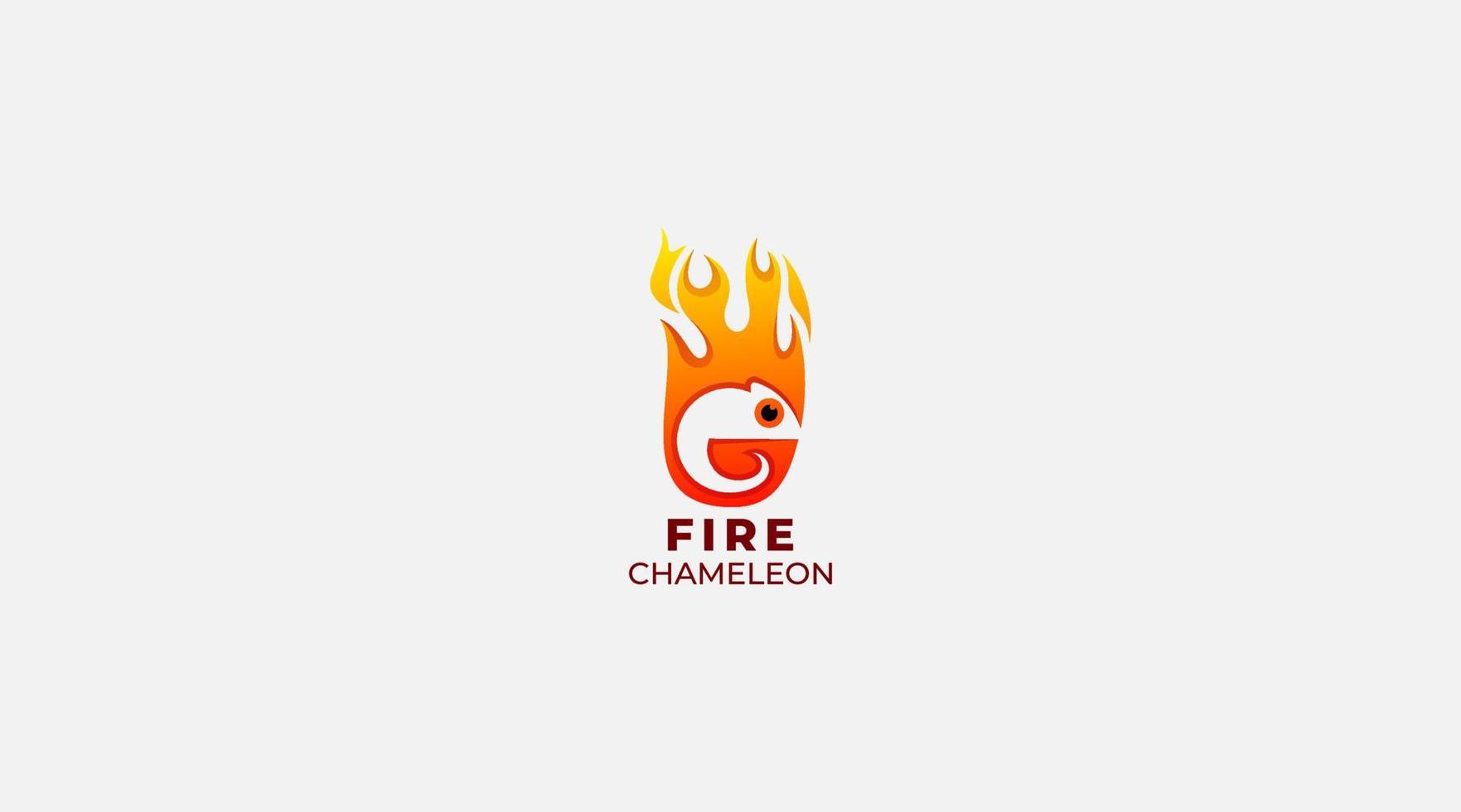 Fire chameleon logo design vector template icon