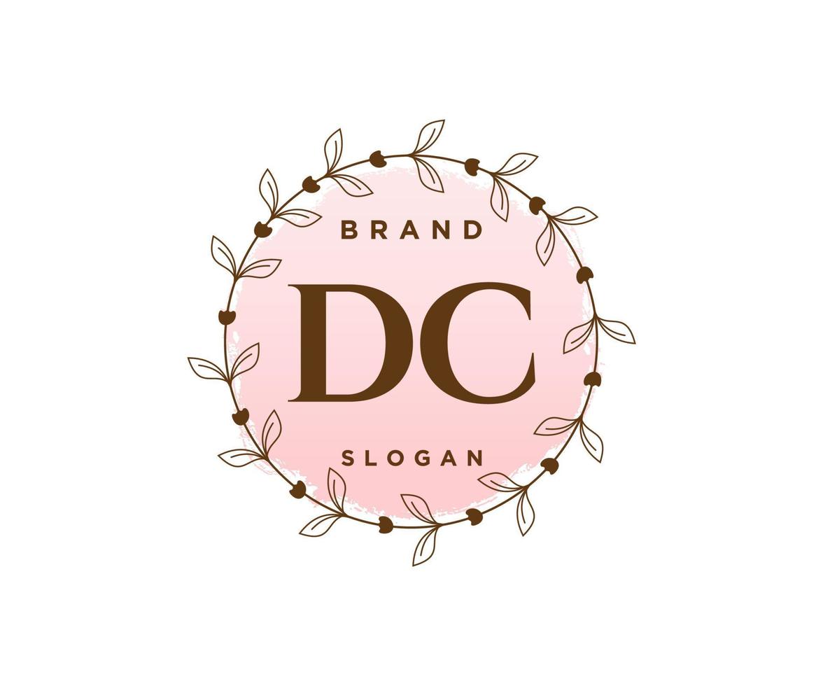 Initial DC feminine logo. Usable for Nature, Salon, Spa, Cosmetic and Beauty Logos. Flat Vector Logo Design Template Element.