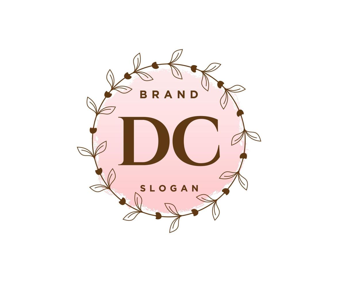 logo femenino dc inicial. utilizable para logotipos de naturaleza, salón, spa, cosmética y belleza. elemento de plantilla de diseño de logotipo de vector plano.