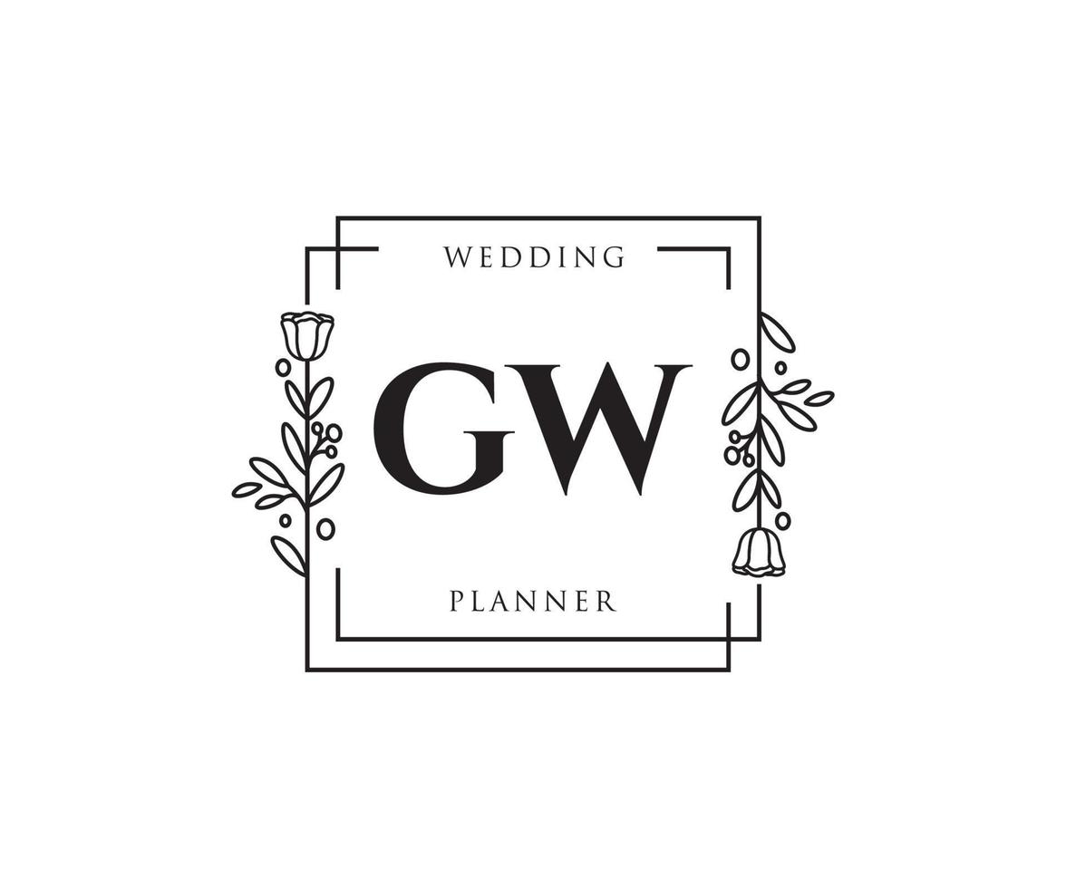 logotipo femenino gw inicial. utilizable para logotipos de naturaleza, salón, spa, cosmética y belleza. elemento de plantilla de diseño de logotipo de vector plano.