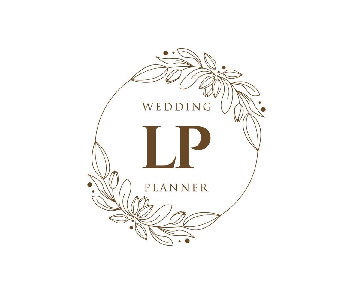 LP Initials letter Wedding monogram logos collection, hand drawn modern minimalistic and floral templates for Invitation cards, Save the Date, elegant identity for restaurant, boutique, cafe in vector