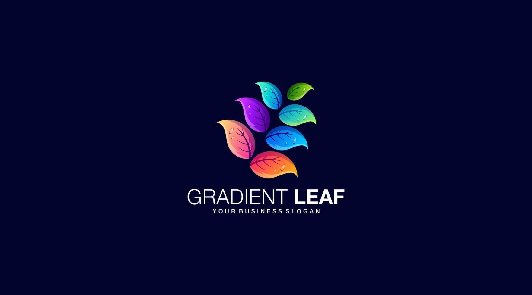 Gradient leaf logo vector template design