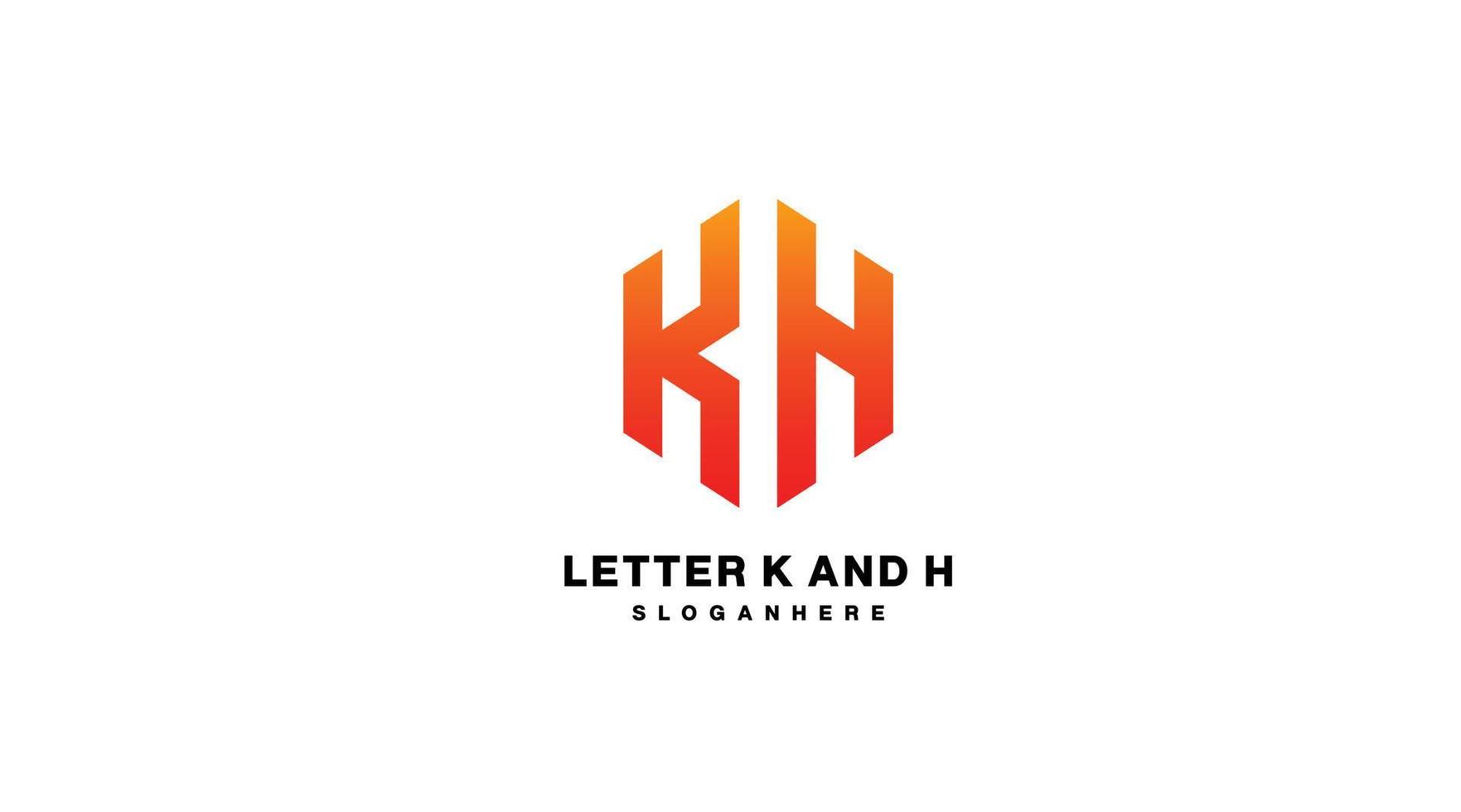 logo inicial k y h degradado colorido vector