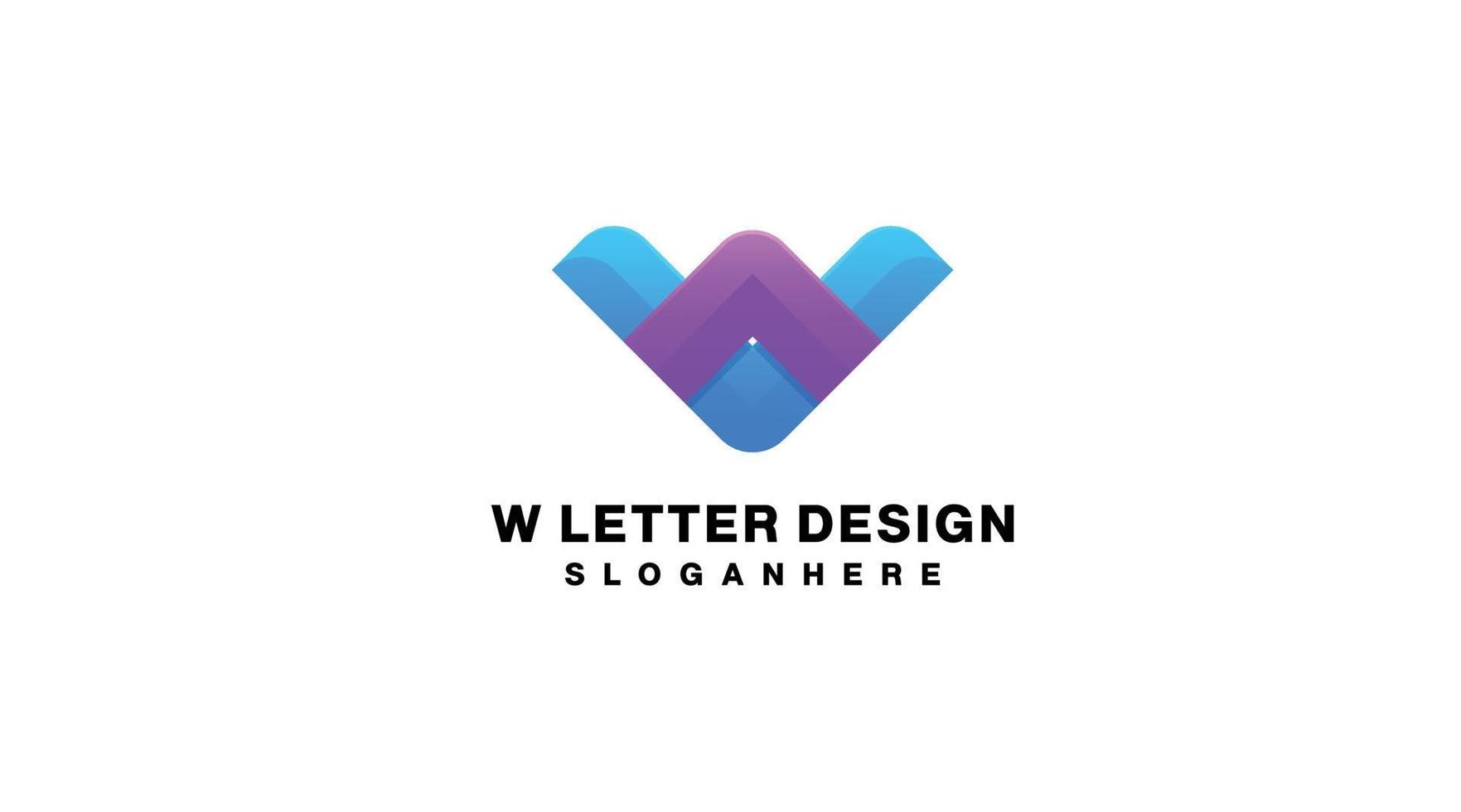 w letra logo degradado colorido vector