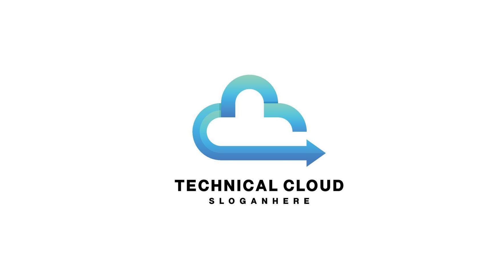 technical cloud logo gradient colorful vector