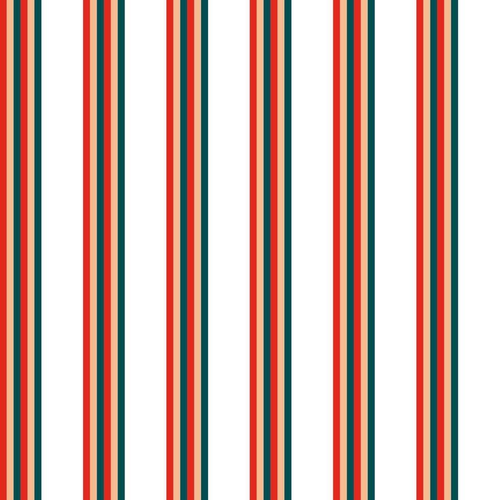 Seamless pattern of stripes of red, green and beige, the width of the strips from narrow to wide. Made in a minimalistic style. Used as a print for fabric, wrapping paper, wallpaper and decor. vector