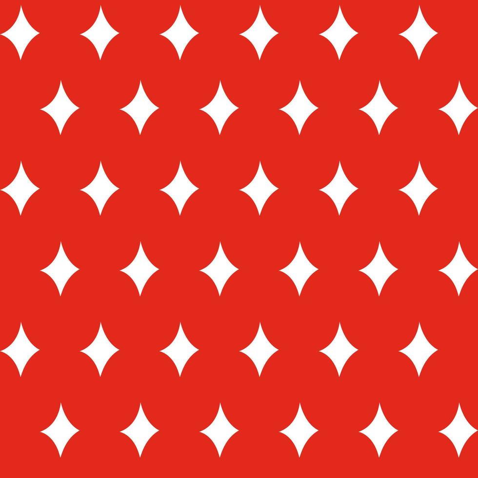 Diamond stars seamless Christmas pattern - white figures on the red background. Vector illustration used as a print for fabric, wrapping paper, wallpaper and decor
