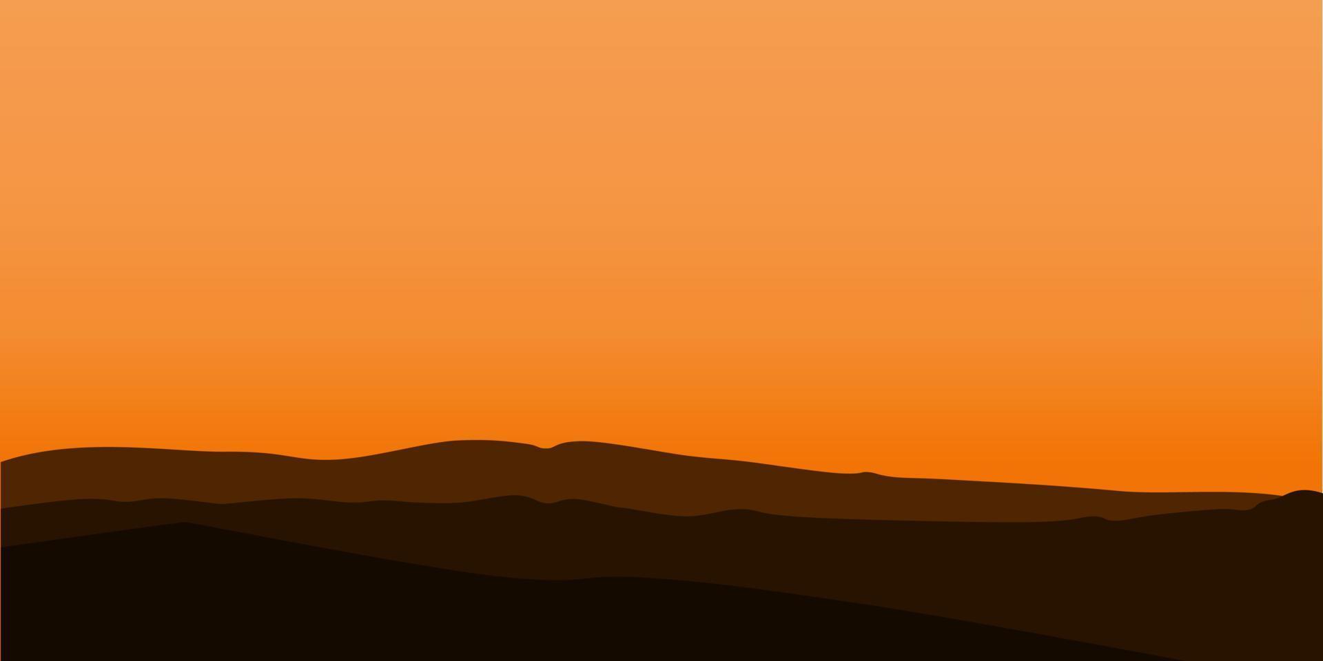 silhouette views of mountain with sunset background vector