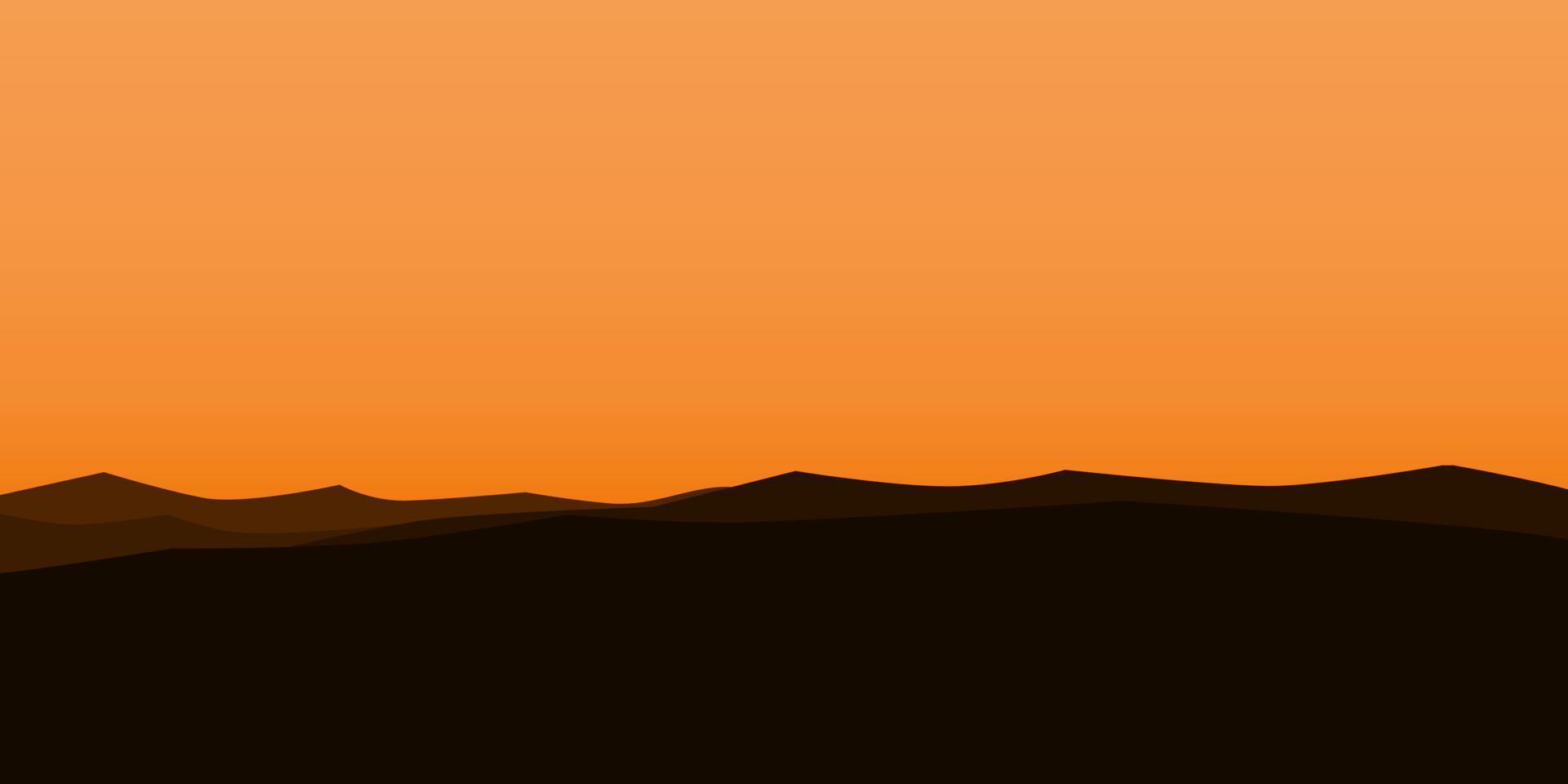 vistas de la silueta de la montaña con fondo de puesta de sol vector