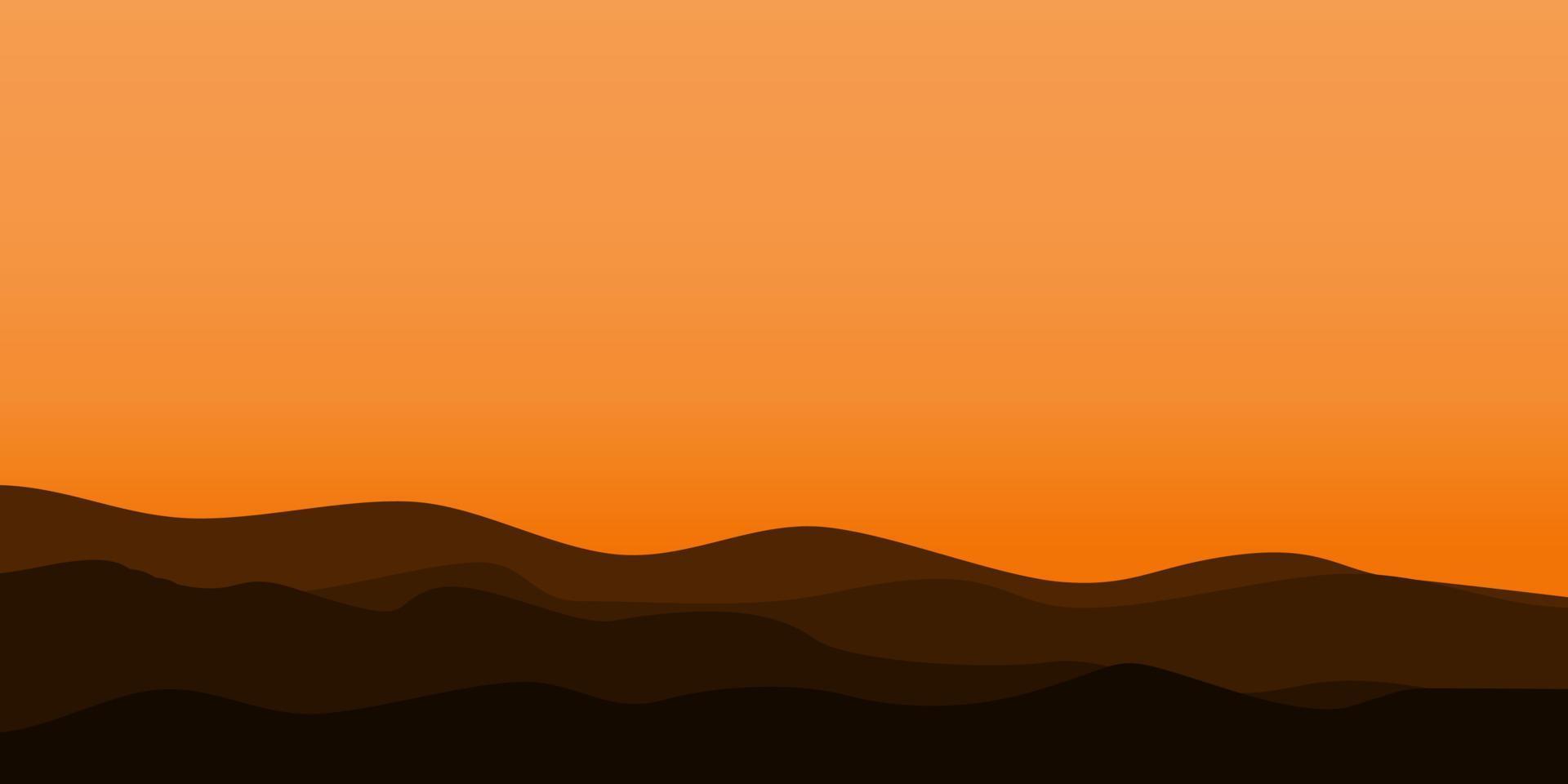silhouette views of mountain with sunset background vector