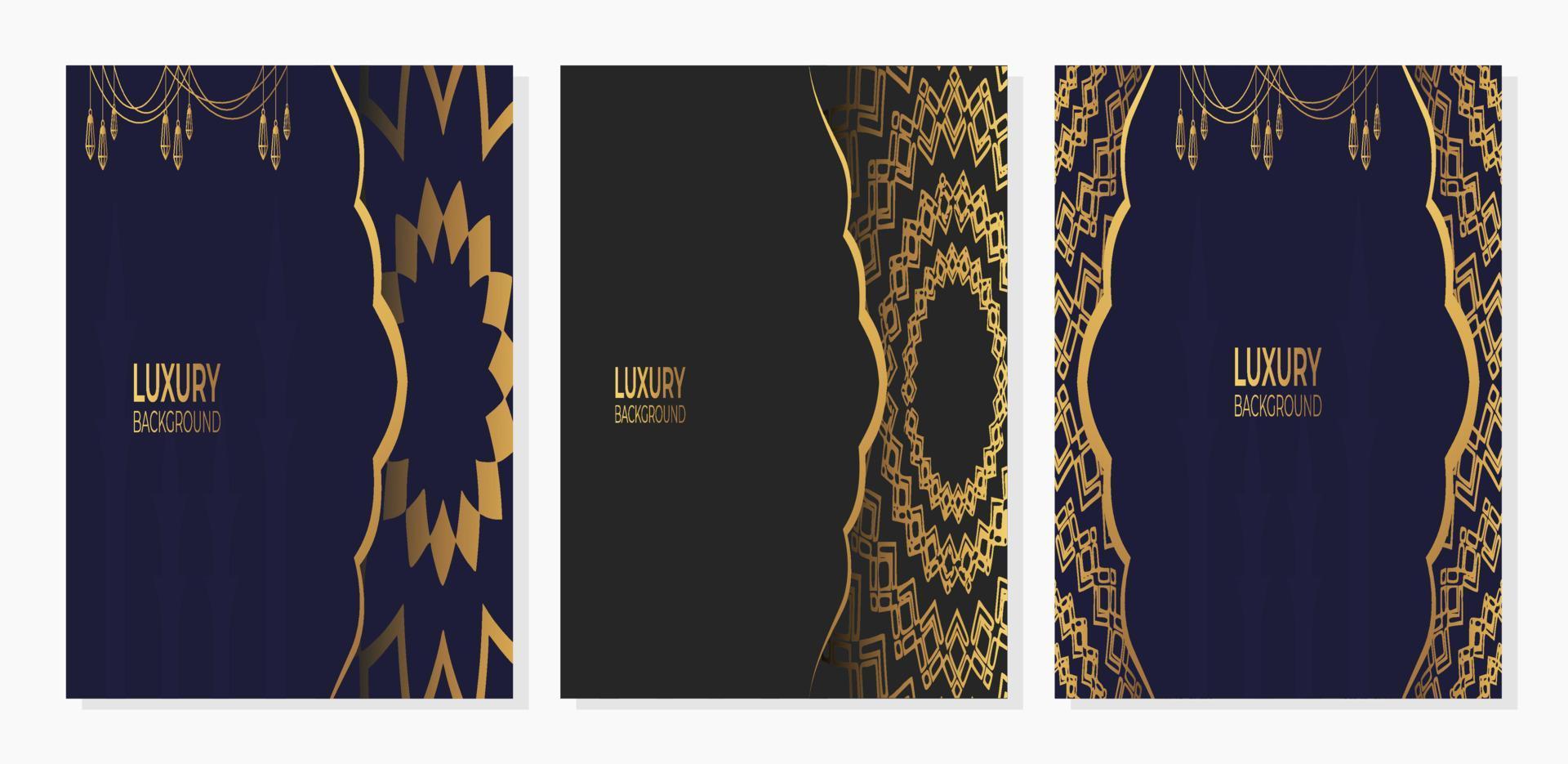 Luxury Islamic poster or cover with golden Arabic pattern Islamic eastern style Arabic. Ramadan Style Decorative Mandala. Suitable for themes with Islamic nuances vector