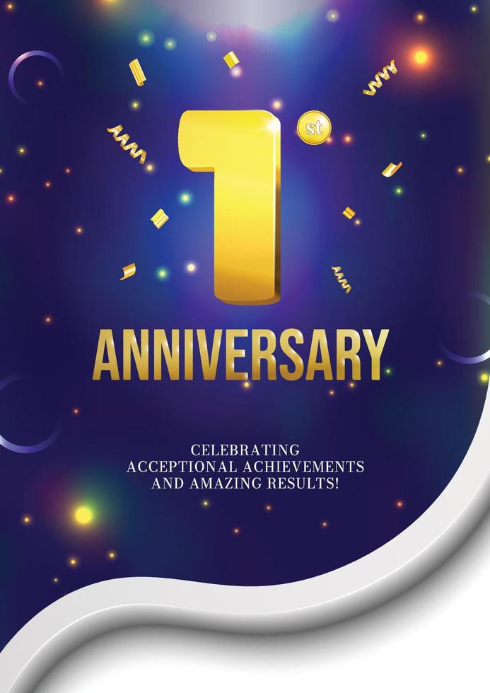 Anniversary celebration flyer poster design 1 year vector