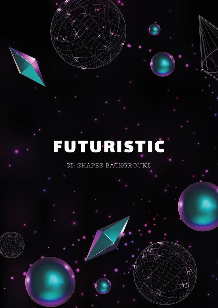 Abstract iridescent shapes and space background poster vector